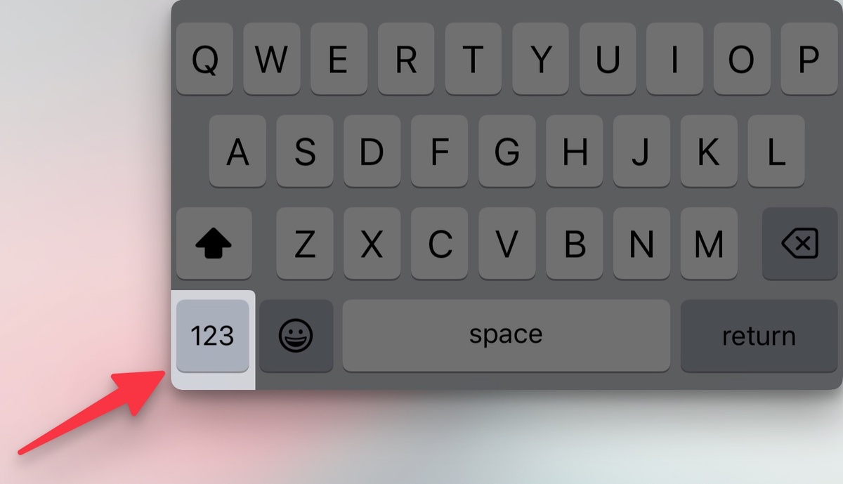 Knop om naar nummers te gaan op iPhone-toetsenbord